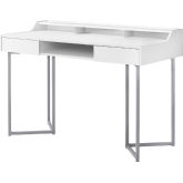 48" Computer Desk in White & Silver Metal